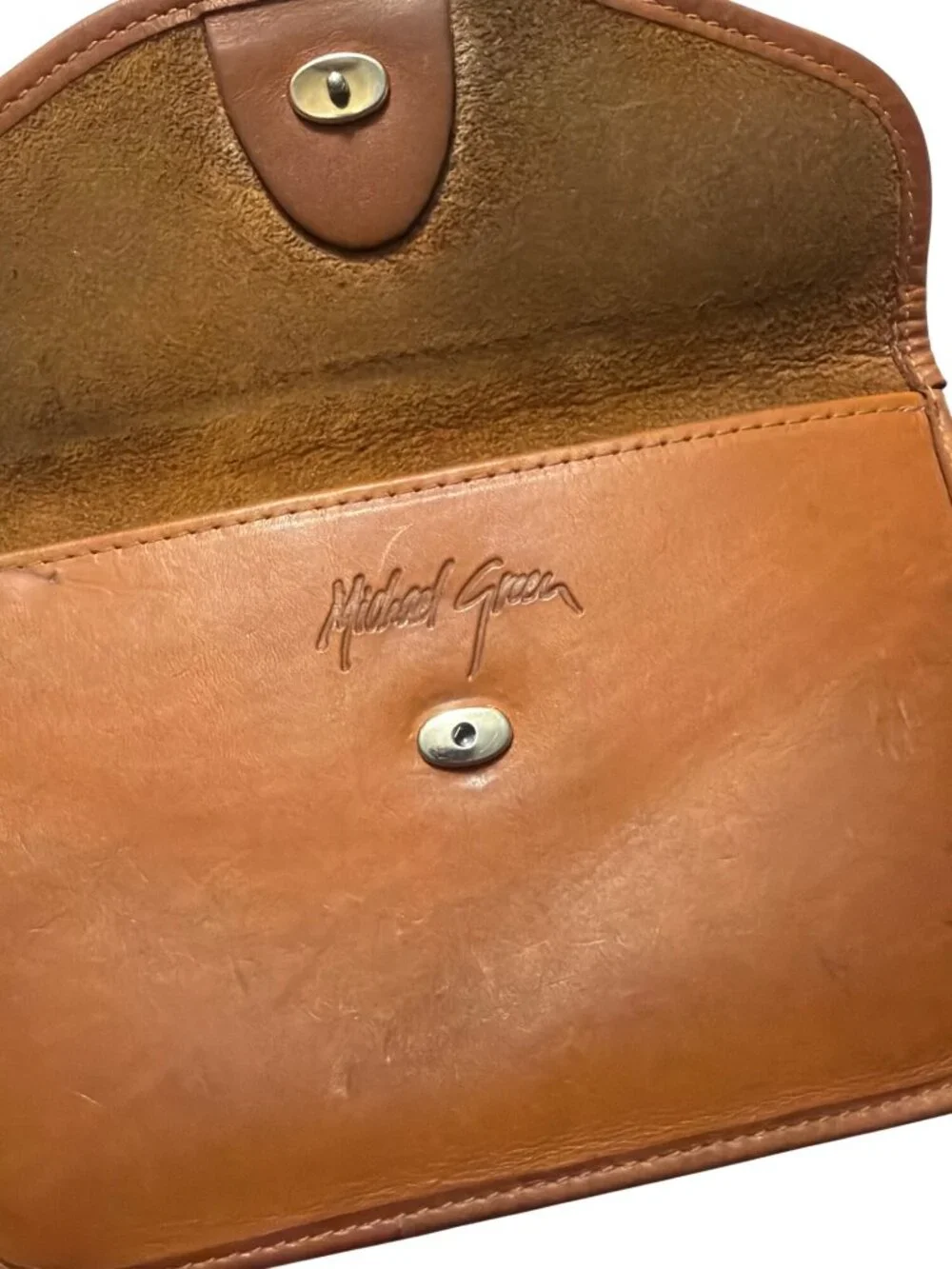 Vintage Michael Green Leather Envelope Clutch